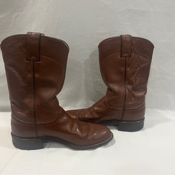 Justins Boots Roper Cowboy Womens Size 5B Brown Western Livestock Ranch Barn